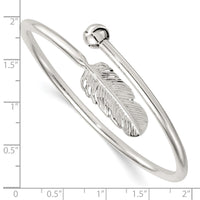 Load image into Gallery viewer, Sterling Silver Polished and Grooved Feather Bypass Cuff Bangle
