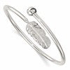 Sterling Silver Polished and Grooved Feather Bypass Cuff Bangle