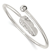 Load image into Gallery viewer, Sterling Silver Polished and Grooved Feather Bypass Cuff Bangle
