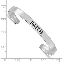 Load image into Gallery viewer, Sterling Silver Rhodium-plated Polished Enameled FAITH Cuff Bangle
