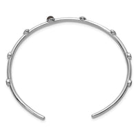 Load image into Gallery viewer, Sterling Silver Rhodium-plated Polished Brown CZ and Smokey Quartz Cuff Bangle
