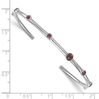 Load image into Gallery viewer, Sterling Silver Rhodium-plated Polished Brown CZ and Smokey Quartz Cuff Bangle
