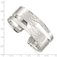 Load image into Gallery viewer, Sterling Silver Solid Polished Hammered Fancy Cuff Bangle Bracelet
