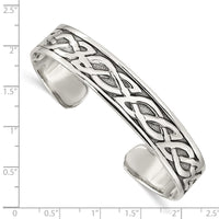 Load image into Gallery viewer, Sterling Silver Antiqued 12.5mm Celtic Design Cuff Bangle Bracelet
