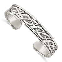 Load image into Gallery viewer, Sterling Silver Antiqued 12.5mm Celtic Design Cuff Bangle Bracelet
