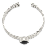 Load image into Gallery viewer, Sterling Silver Synthetic Onyx Three Strand Cuff Bangle Bracelet
