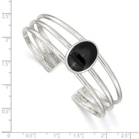 Load image into Gallery viewer, Sterling Silver Synthetic Onyx Three Strand Cuff Bangle Bracelet
