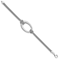 Load image into Gallery viewer, Sterling Silver Rhodium-plated Brushed Oval Mesh Knotted Bracelet
