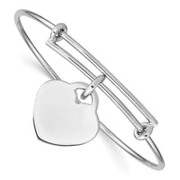 Load image into Gallery viewer, Sterling Silver Rhodium-plated Engraveable Heart Bangle
