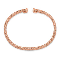 Load image into Gallery viewer, Sterling Silver Rose-tone Polished and Textured Bangle
