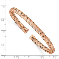 Load image into Gallery viewer, Sterling Silver Rose-tone Polished and Textured Bangle

