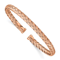 Load image into Gallery viewer, Sterling Silver Rose-tone Polished and Textured Bangle
