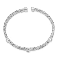 Load image into Gallery viewer, Sterling Silver Polished Rhodium-plated Double Strand CZ Cuff Bangle

