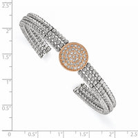 Load image into Gallery viewer, Sterling Silver Rose, Rhodium-plated 3-strand Beaded Crystal Cuff
