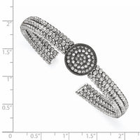 Load image into Gallery viewer, Sterling Silver Black Rhodium-plated 3-strand Beaded Crystal Cuff
