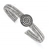 Sterling Silver Black Rhodium-plated 3-strand Beaded Crystal Cuff