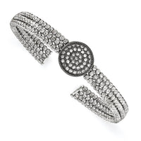Load image into Gallery viewer, Sterling Silver Black Rhodium-plated 3-strand Beaded Crystal Cuff
