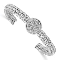 Load image into Gallery viewer, Sterling Silver Rhodium-plated Beaded Crystal Cuff Bangle
