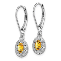 Load image into Gallery viewer, Sterling Silver Rhodium-plated Diam. &amp; Citrine Earrings
