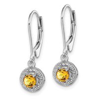 Load image into Gallery viewer, Sterling Silver Rhodium-plated Diam. &amp; Citrine Earrings
