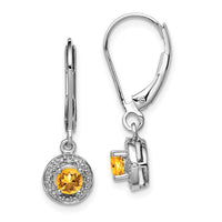 Load image into Gallery viewer, Sterling Silver Rhodium-plated Diam. &amp; Citrine Earrings
