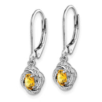 Load image into Gallery viewer, Sterling Silver Rhodium-plated Diam. &amp; Citrine Earrings
