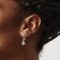 Load image into Gallery viewer, Sterling Silver Rhodium-plated Diam. &amp; Citrine Earrings
