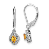 Load image into Gallery viewer, Sterling Silver Rhodium-plated Diam. &amp; Citrine Earrings
