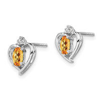 Load image into Gallery viewer, Sterling Silver Rhodium-plated Citrine &amp; Diam. Earrings
