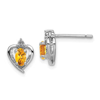 Load image into Gallery viewer, Sterling Silver Rhodium-plated Citrine &amp; Diam. Earrings
