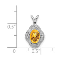 Load image into Gallery viewer, Sterling Silver Rhodium-plated Diam. &amp; Citrine Pendant

