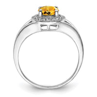 Load image into Gallery viewer, Sterling Silver Rhodium-plated Diam. &amp; Citrine Ring
