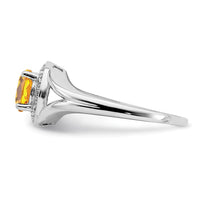 Load image into Gallery viewer, Sterling Silver Rhodium-plated Diam. &amp; Citrine Ring
