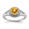 Sterling Silver Rhodium-plated Diam. & Citrine Ring