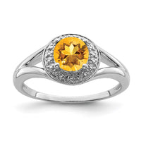 Load image into Gallery viewer, Sterling Silver Rhodium-plated Diam. &amp; Citrine Ring
