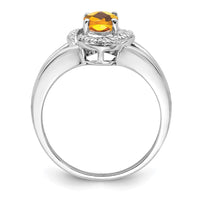 Load image into Gallery viewer, Sterling Silver Rhodium-plated Diam. &amp; Citrine Ring
