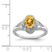 Load image into Gallery viewer, Sterling Silver Rhodium-plated Diam. &amp; Citrine Ring
