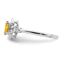 Load image into Gallery viewer, Sterling Silver Rhodium-plated Citrine &amp; Diam. Ring
