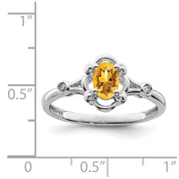 Load image into Gallery viewer, Sterling Silver Rhodium-plated Citrine &amp; Diam. Ring
