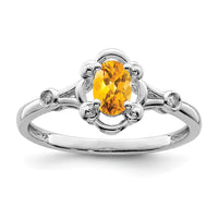Load image into Gallery viewer, Sterling Silver Rhodium-plated Citrine &amp; Diam. Ring
