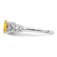 Load image into Gallery viewer, Sterling Silver Rhodium-plated Citrine &amp; Diam. Ring
