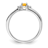 Load image into Gallery viewer, Sterling Silver Rhodium-plated Citrine &amp; Diamond Birthstone Ring

