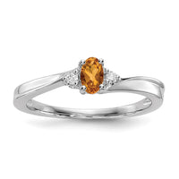 Load image into Gallery viewer, Sterling Silver Rhodium-plated Citrine &amp; Diamond Birthstone Ring
