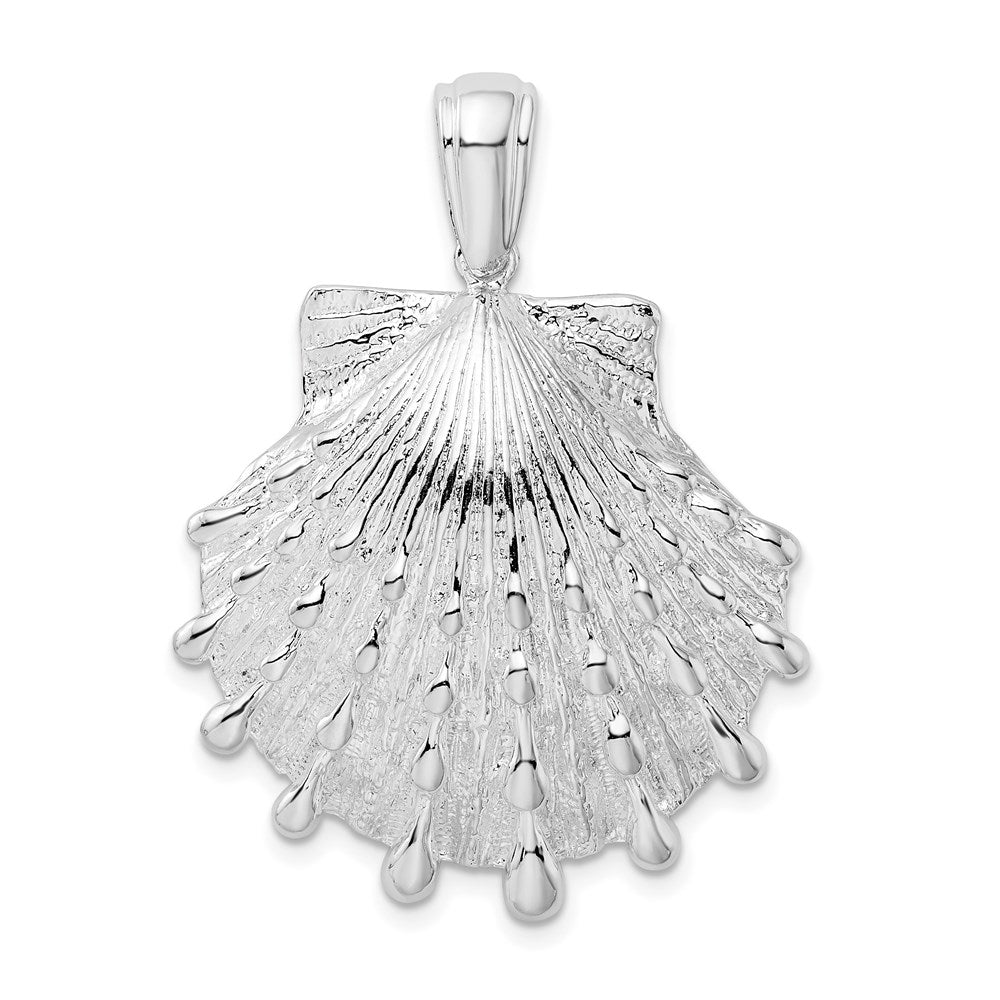 De-Ani Sterling Silver Rhodium-Plated Polished and Textured Lions Paw Shell Pendant