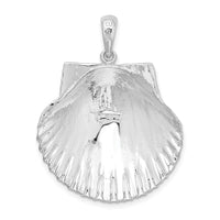 Load image into Gallery viewer, De-Ani Sterling Silver Rhodium-Plated Polished and Textured Scallop Shell Pendant
