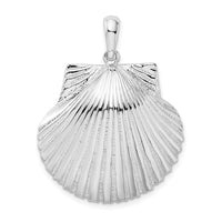 Load image into Gallery viewer, De-Ani Sterling Silver Rhodium-Plated Polished and Textured Scallop Shell Pendant
