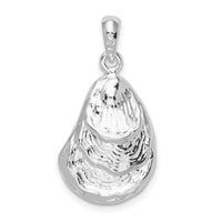 Load image into Gallery viewer, De-Ani Sterling Silver Rhodium-Plated Polished and Textured 3D Oyster Shell Pendant
