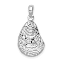 Load image into Gallery viewer, De-Ani Sterling Silver Rhodium-Plated Polished and Textured 3D Oyster Shell Pendant
