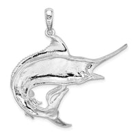 Load image into Gallery viewer, De-Ani Sterling Silver Rhodium-Plated Polished and Textured Marlin Fish Pendant
