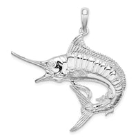 Load image into Gallery viewer, De-Ani Sterling Silver Rhodium-Plated Polished and Textured Marlin Fish Pendant

